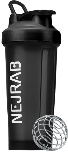 [BRSROBIYDMIRQC33] Protien Shaker Flaske med Wire Whisk Ball, Blenderflasker for Protien Mixes, Protein Shaker Cup, 28-Ounce, Protein Shaker Flaske, Protein Shake Flaske (Black), Medium, NJB 28-Oz