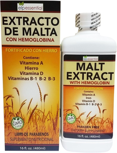 [BRSWGZQHABYQA23B] Extracto de Malta Con Hemoglobina Fortificado con Hierro 16oz (450 мл)