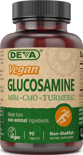 [BRSWIYQ7PMFRA2LO] DEVA Vegan Glucosamine MSM & CMO, CMO, Turmeric Extract, Boswellia Extract with Non Animal Ingredients, 90 Tablets