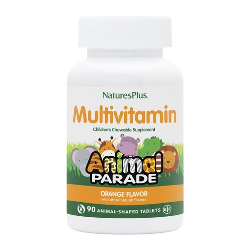 [BRSWIGT4PN5G2GY7] NaturesPlus Animal Parade Children's Chewable Multivitamin - Orange Flavor - 90 Animal-Shaped Tablets - Promotes Health & Well-Being - Vegetarian, Gluten Free - 45 Servings