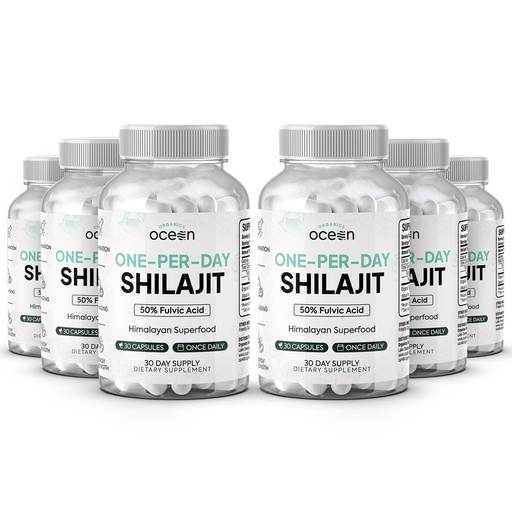 [BRSRAFICO4GRAGTF] Organics Ocean One-Per-Day Shilajit for Men and Women - Natural and Potent Shilajit Supplement for Age-Defying, Bone Strength, Hormone Support and More - 6 Bottles Capsules