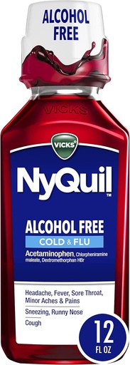 [BRSWIZYTA57RADDE] Vicks NyQuil, brez alkohola, kašelj, olajšanje prehlada in gripe, vneto grlo, zvišana telesna temperatura in prezasedenost, Berry, 12 Fl Oz