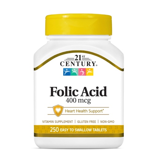 [BRSWIYQZCAIAGCDG] 21st Century Folic Acid 400 mcg Tablets, 250 Count