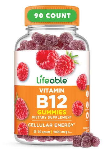 [BRSWYZIQCR5RG2Q6] Lifeable Vitamin B12 Gummies for Adults | 1000 mcg | Great Tasting B12 Vitamins | Non-GMO, Vegan B12 | for Energy and Metabolism Support | 90 Gummies
