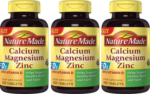 [BRSWGBTQOB4BM23Z] Nature Made Calcium, Magnesium & Zinc w. Vitamin D Tablets Value Size 300 Ct (3 Pack of 300)（Packaging may vary）