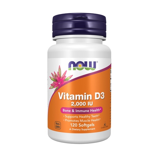 [BRSWIY3QB4PRGCLO] NOW Foods Supplements, Vitamin D-3 2,000 IU, High Potency, Structural Support*, 120 Softgels