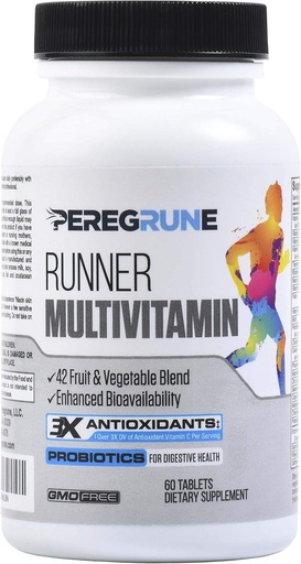 [BRSWGZLRCJ5R62TL] Runner Multivitamin – Engineered Vitamin with Antioxidants for Health/Running Recovery – Complete B Complex for Endurance, Energy – Probiotics, Whole Foods – Certified Running Supplements