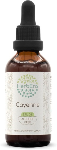 [BRSWGYAFCUIGGE3V] HerbEra Cayenne B60 Alcohol-Free Herbal Extract Tincture, Concentrated Liquid Drops Natural Cayenne (Capsicum annuum) 2 fl oz