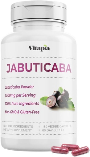 [BRSROFLYCUJRYCTG] Vitapia Jabuticaba Fruit Powder Supplement for Antioxidant, Better Lung Health, Digestion, Immune Support - 1500mg Per Serving - 180 Vegan Capsules, Non-GMO, Gluten-Free