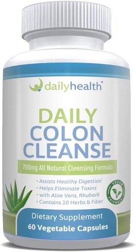 [BRSWY2YODIMGY3D5] Daily Colon Cleanse 700mg All Natural Formula 10 Herbs, Fiber, Alfalfa, Aloe Vera, Rhubarb, Gentian, Buckthorn, Goldenseal, Lactobacillus acidophilus 60 Vegetable Capsules (Two 15 Day Cleansing Kits)