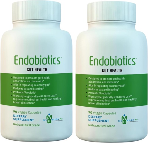 [BRSRA2T6AQNG2A3H] Endobiotics Gut Support Supplement - Rich Blend of Eight Beneficial Bacteria for Optimal Digestive Health-90 Capsules 2pk