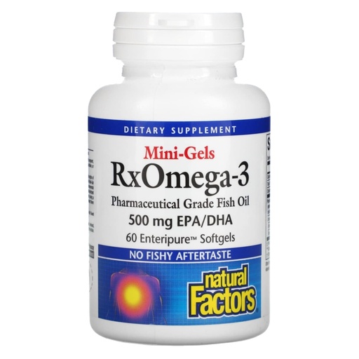 [BRSWIGTQAABBCADC] Natural Factors - Rx Omega-3 Factors Mini-Gels, EPA 350mg, DHA 140mg, Supports Cardiovascular Health, 60 Soft Gels