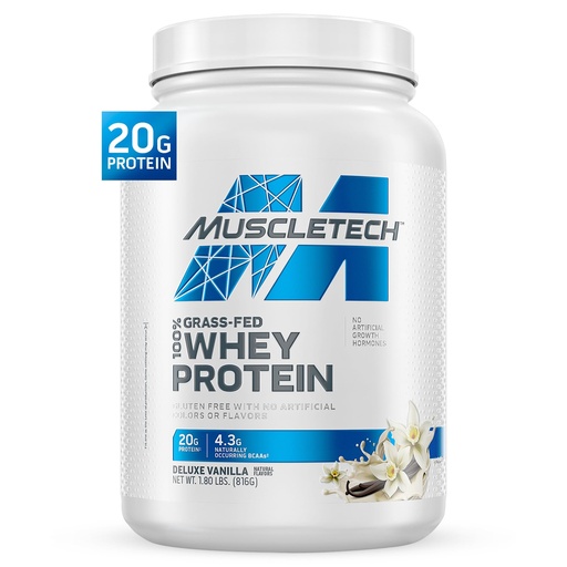 [BRSWYAD4AUOQ43A7] Muscletech Grass-Fed Whey Protein Powder (Deluxe Vanilla, 1.8 lb) - Smoothie & Milkshake Mix Supports Muscle Gain & Recovery - 20g Protein - Non-GMO & Gluten-Free