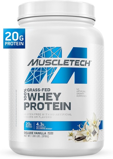 [BRSWYAD4AUOQ43A7] Muscletecte Gras-Fed Whey Protein Power (Deluxe Vanilla, 1, 8LB) - Whey Protein Suyie i Milk Shake Swibyscle Gain i Revery - 20g de Way Protein per Dones i homes - No-GMO-Free