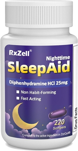 [BRSROHQLBAHWMYLX] Uneabi, Difenhüdramiin HCl 25mg, 220 Softgels - Langeda Magama Kiiremini, Sügavam Rahulik Sleeping, Non Habit-Forming