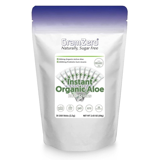 [BRSRAZQTBYNAE2TB] GramZero 2GO Sticks - Organik aloe: Unflavored, Great for Nutrition Club Loaded Tea