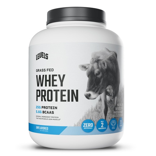 [BRSWKGAHCYARKEDO] Levels Grass Fed Whey Protein Powder, No Artificials, 25G of Protein, Unflavored, 5LB