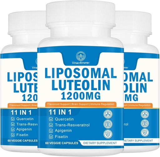 [BRSRAAAHDIFQ43QZ] 1200MG Liposomal Luteolin Supplement - Maximum Absorption, Antioxidant Boost for The Brain 180 Capsules