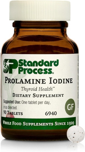 [BRSWGEL3AANQY33K] Standard Process Prolamine Iodine - Thyroid Health Supplement - Essential Endocrine Support with Iodine - Gluten-Free, Non-Dairy, & Non-Soy - 90 Tablets (90 Servings)