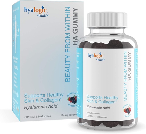 [BRSWGYIYO4FAMDT6] Hyalogik Beauty from In Hyaluronic Acid Gummies - Ideal for Skin Care and Hair Growth - Delicious Berry- Flavored Gummy Vitamin - Vegan & Gluten Free (60 Gummids)