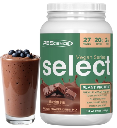 [BRSWKHQ6BIPQ2CDD] PEScience Select Vegan Protein Powder, Plant Based Protein Powder, Amazing Taste, Smooth Texture, Pea and Brown Rice Blend, Dairy Free, Lactose Free, Gluten Free - Chocolate Bliss, 27 Servings