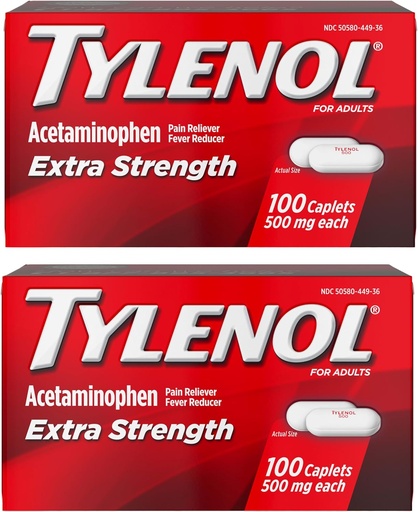 [BRSROFT3CJ4AA2D2] Tylenol Extra Strength Pain Reliever and Fever Reducer Caplets, 500 mg Acetaminophen, Χάπια ανακούφισης του πόνου για Πονοκέφαλο, Οσφυαλγία, Οδοντόκρεμα και Ανώδυνη Αρθρίτιδα