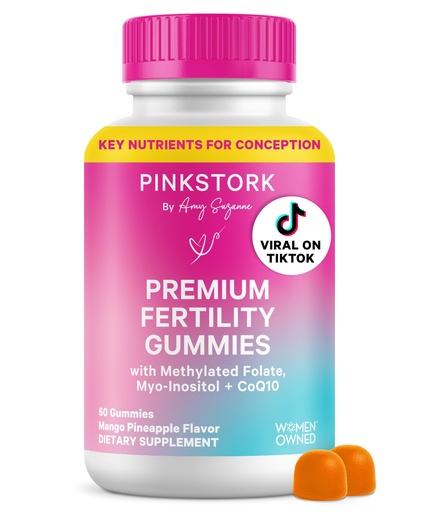 [BRSWYFA5BECQAYAU] Pink Stork Premium Fertility Gummies | Fertility Supplements for Women with CoQ10, Myo-Inositol + Prenatal Vitamins | Conception Support | Hormone Balance for Women, Ovarian Care - 60 Gummies