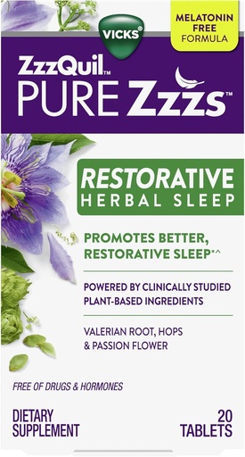 [BRSRMCT7B57AMDT2] Vicks, ZzzQuil Pure Zzzs Restorative Herbal Sleep Aid Tablety, 20 Počet