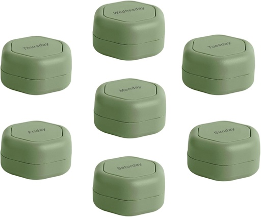[BRSROGL4OANGO3DZ] Cadence Travel Containers - Pill Case Set - Magnetic Travel Capsules,Daily Medicine Organizer for Pills, Supplements, & Vitamins - 7 Flex Smalls (0.56oz) for Weekly Pill Organizer - Eucalyptus