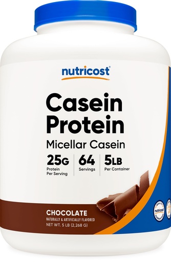 [BRSWGAIPBAJRSDI4] Nutricost Casein Protein Powder 5lb Chocolate - Micellar Casein, Gluten Free, Non-GMO