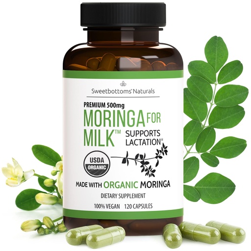 [BRSWGA36OUARMDL5] Lactation Supplement - Organic Moringa Capsules for Breastfeeding Support to Increase Breastmilk Supply (120 ct) Pure Malunggay Leaf Powder for Milk Production Booster & Postnatal Vitamins A E K 500mg