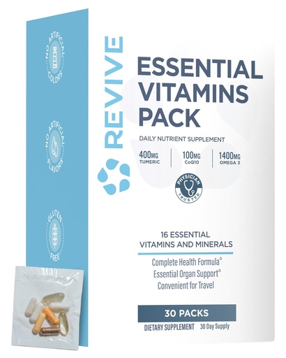 [BRSROGICCIJWMYDP] Revive MD Essential Vitamin Packs for Men & Women – Daily Multivitamin Packets with Arjuna & Turmeric Extract – Supports Heart, Joint & Organ Health – Travel-Friendly Vitamin Supplement (30 Servings)