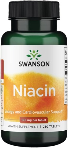 [BRSWKYIBCQABOCL2] Swanson Niacin (Vitamin B3) - Vitamin Supplement Supporting Heart Health and Carbohydrate Metabolism - Promotes Natural Energy Production - (250 Tablets, 100mg NE Each)