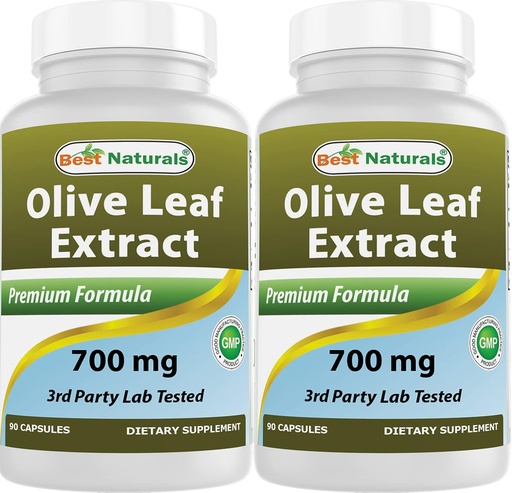 [BRSWIHQ4ON7BA2LI] Beste Naturals 2 Pack Olive Leaf Ekstrakt 700 mg 90 kapsler (Totalt 180 kapsler)