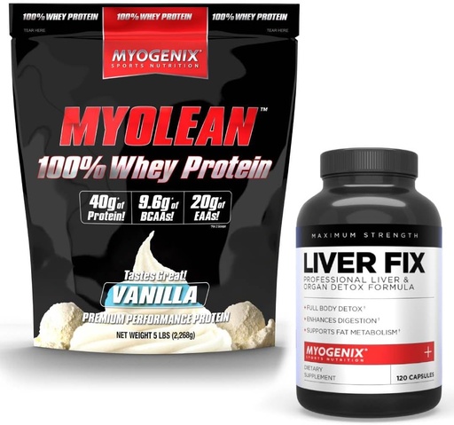 [BRSRABT3AEOQICYU] Myogenix Liver Support Supplement & Myolean Vanilla Whey Protein – Gelişmiş Liver Health & Muscle Recovery 40g High-Protein Whey – Destek Detox, Büyüme ve Performans
