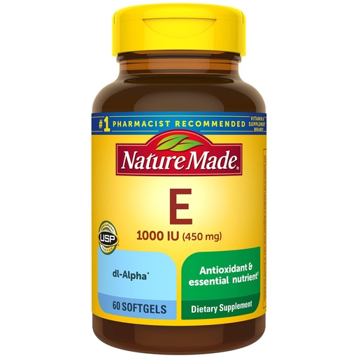 [BRSWIYDQBR4RMDAZ] Nature Made Vitamin E 450 mg (1000 IU) dl-Alpha Softgels, 60 Count for Antioxidant Support (Pack of 3)