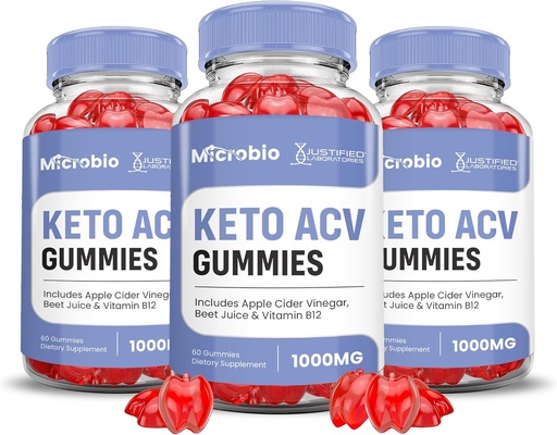 [BRSRAFDROQDQI2TK] Уніфіковані лабораторії (3 пакет Microbio Keto ACV Gummies Поглиблена формула 1000MG Micro Bio Keto Gummies Apple Cider Vinegar Сформульований з помарановим буряковим соком порошок B12 Vegan Non GMO 180 Gummys