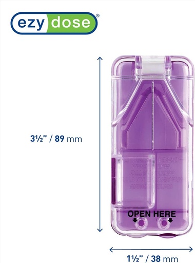 [BRSROZQTOACAIFYY] Ezy Dose Pill Cutter and Splitter with Dispenser, Cuts Pills, Vitamins, Tablets, Stainless Steel Blade, Travel Sized, Colors May Vary (Pack of 2)
