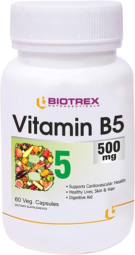 [BRSW2ZINCBYQOHY6] Panihari Biotrex Nutraceuticals Vitamin B5, 500 mg -60 Veg Capsule