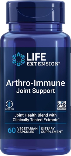 [BRSWGCYKDIFAAHI6] Life Extension Arthro-Immune Joint Support, Curcumin Elite™ Turmeric Extract, Andrographis paniculata, Supports Mobility and Flexibility, Vegetarian, Gluten Free, Non-GMO, 60 Capsules