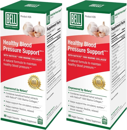 [BRSWGFQYCMBR4HT5] Bell Healthy Blood Pressure Support™ Unique Blend - Natural Blend of Green Coffee Bean Extract, Garlic & Celery Seed Extract Blood Pressure Supplements - 2 Pack of 60 Capsules Each, Vegan, Non-GMO