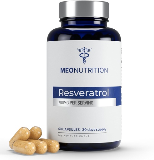 [BRSRAAY3AV6BYCDJ] Resveratrol 600mg – 60 Capsules | Antioxidant Supplement | Non-GMO, Gluten-Free, Vegan | Supports Wellness & Vitality | Made in USA