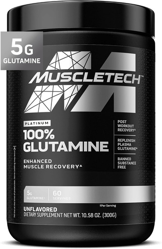 [BRSWIGY4BMCB6EYZ] Muscletech 100% L-Glutamine Powder for Enhanced Muscle Recovery - Pure L Glutamine Muscle Growth Builder & Energy Boosting Nutritional Supplement for Men & Women - Unflavored, 60 Servings