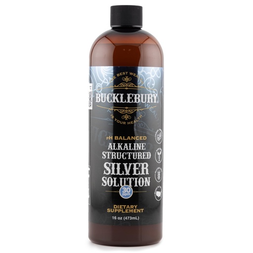 [BRSWYZAHCV5QGFA3] Bucklebury Silver Solution Liquid 30ppm - pH Balanced Natural Alkaline Structured Colloidal Silver Liquid for Immune Support & Overall Health - Gluten Free Colloidal Drops for Adults & Pets - 16 Oz
