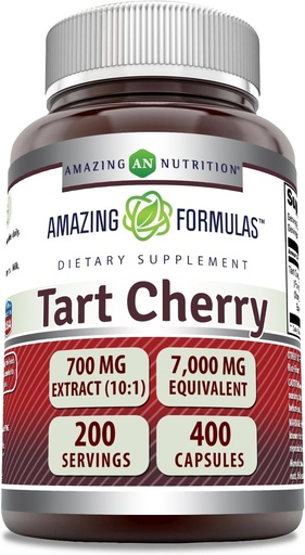 [BRSROAQQCF5AOFAV] Amazing Formulas Tart Cherry Extract 700 Mg Extract (10:1) Per Serving Capsules Supplement | Equivalent to 7000 Mg | Non-GMO | Gluten Free | Made in USA (400 Count, 1 Pack)