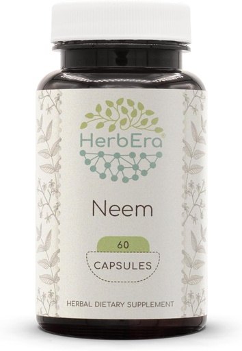 [BRSWGCABPMHAGG3G] HerbEra Neem 60 Cápsulas, 500 mg, Neem (Azadirachta Indica) Folha Secada (60 Cápsulas)