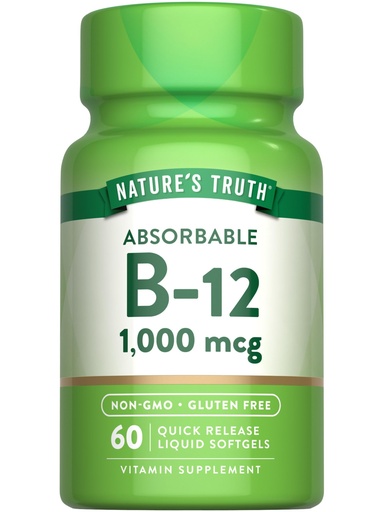 [BRSROYD7O4MQGYL2] Nature's Truth Vitamin B12 | 1000 mcg | 60 Softgels | Non-GMO & Gluten Free Supplement