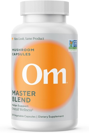 [BRSWYFQCPJ6GEFDD] Om Master Blend Mushroom Capsules - Organic Mushroom supplement with 10 Mushrooms and Ashwagandha - Support Immunity, Gut Health ' Stress Relief, 84 count (28 Servings)