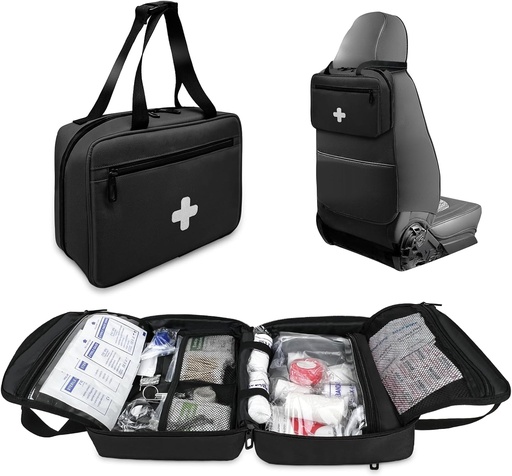 [BRSWYFAKA5YR6DTD] First Aid Bag Empty, Compact and Portable Medical Supplies Organizer with Multiple Compartments, Emergency Trauma Bag for Travel, Camping, Hiking, Car, Travel and Home Use, Black(Bag Only)