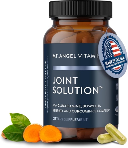 [BRSWI2YFDMCG2H34] Mt. Angel Vitamins - Joint Solution - Curcumin C3 Complex, Turmeric, Tumeric, Turmeric Curcumin, Joint Support Supplement, Tumeric and Ginger, Turmeric Supplement, Glucosamine, Collagen - 60 Caps